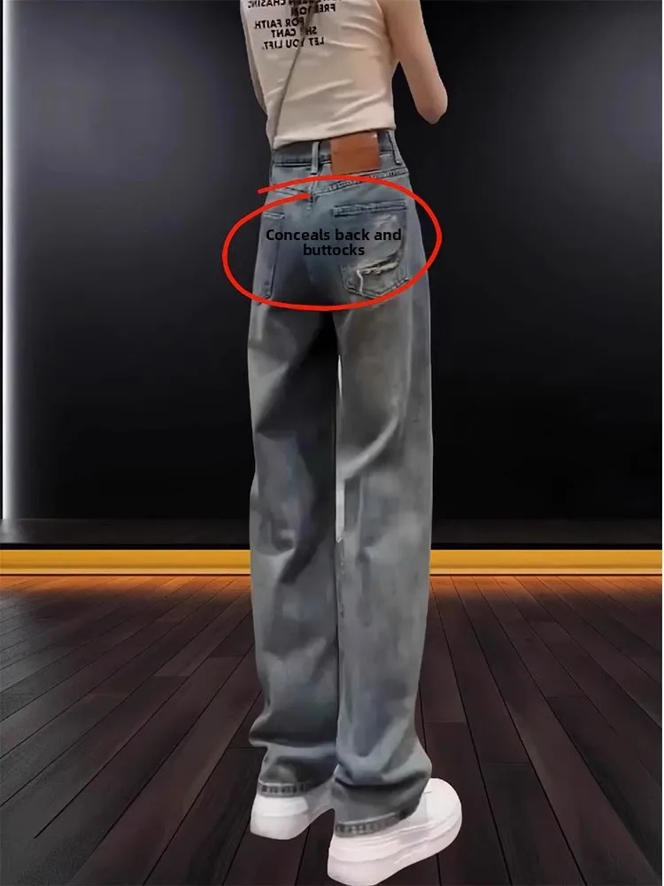 Джинсы прямого кроя с высокой талией, широкие брюки, женские большие размеры, осенние новые утягивающие брюки Sle Pear Ape, повседневные джинсовые брюки
Джинсы прямого кроя с высокой талией, широкие брюки, женские большие размеры, осенние новые утягивающие брюки Sle Pear Ape, повседневные джинсовые брюки