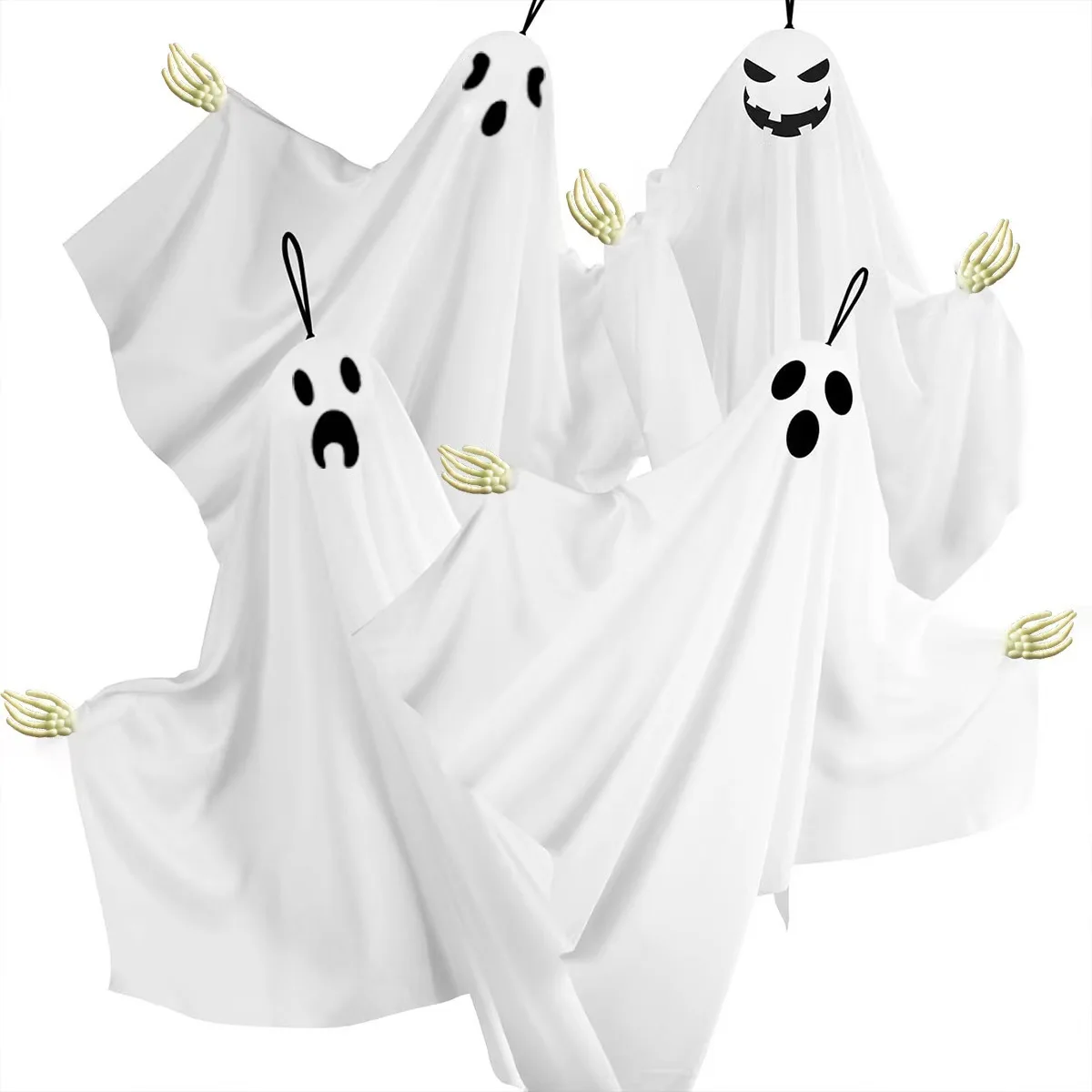 Halloween Props Hanging Ghost Decorations with Skeleton Hands, Spooky for Porch Tree Yard Garden Party Outdoor Decor Set of 4
Halloween Props Hanging Ghost Decorations with Skeleton Hands, Spooky for Porch Tree Yard Garden Party Outdoor Decor Set of 4