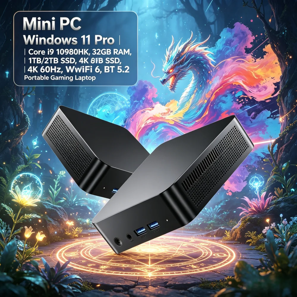 Mini PC Windows 11 Pro | Core i9 10980HK, 32GB RAM, 1TB/2TB SSD, 4K 60Hz, WiFi 6, BT 5.2 Portable Gaming Laptop
Mini PC Windows 11 Pro | Core i9 10980HK, 32GB RAM, 1TB/2TB SSD, 4K 60Hz, WiFi 6, BT 5.2 Portable Gaming Laptop