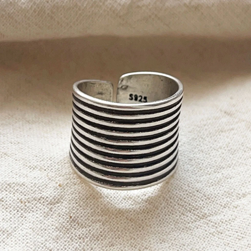 925 Sterling Silver Rings For Women Geometric Fine Jewelry Finger Adjustable Vintage Wide Strip Ring For Party Birthday Gift
925 Sterling Silver Rings For Women Geometric Fine Jewelry Finger Adjustable Vintage Wide Strip Ring For Party Birthday Gift