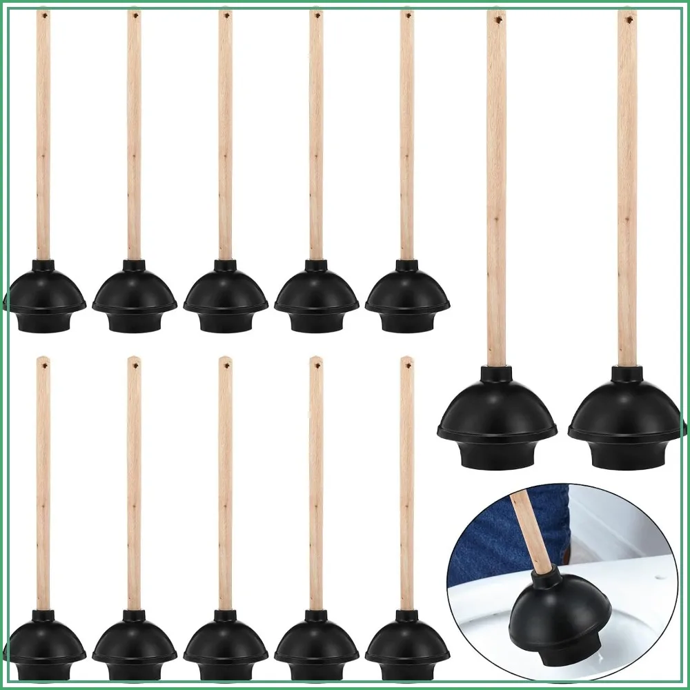12 Pcs Rubber Toilet Plunger with Double Thrust Force Suction Cup Long Wooden Handle Heavy Duty Pump for Bathroom Stores Restaurants
12 Pcs Rubber Toilet Plunger with Double Thrust Force Suction Cup Long Wooden Handle Heavy Duty Pump for Bathroom Stores Restaurants