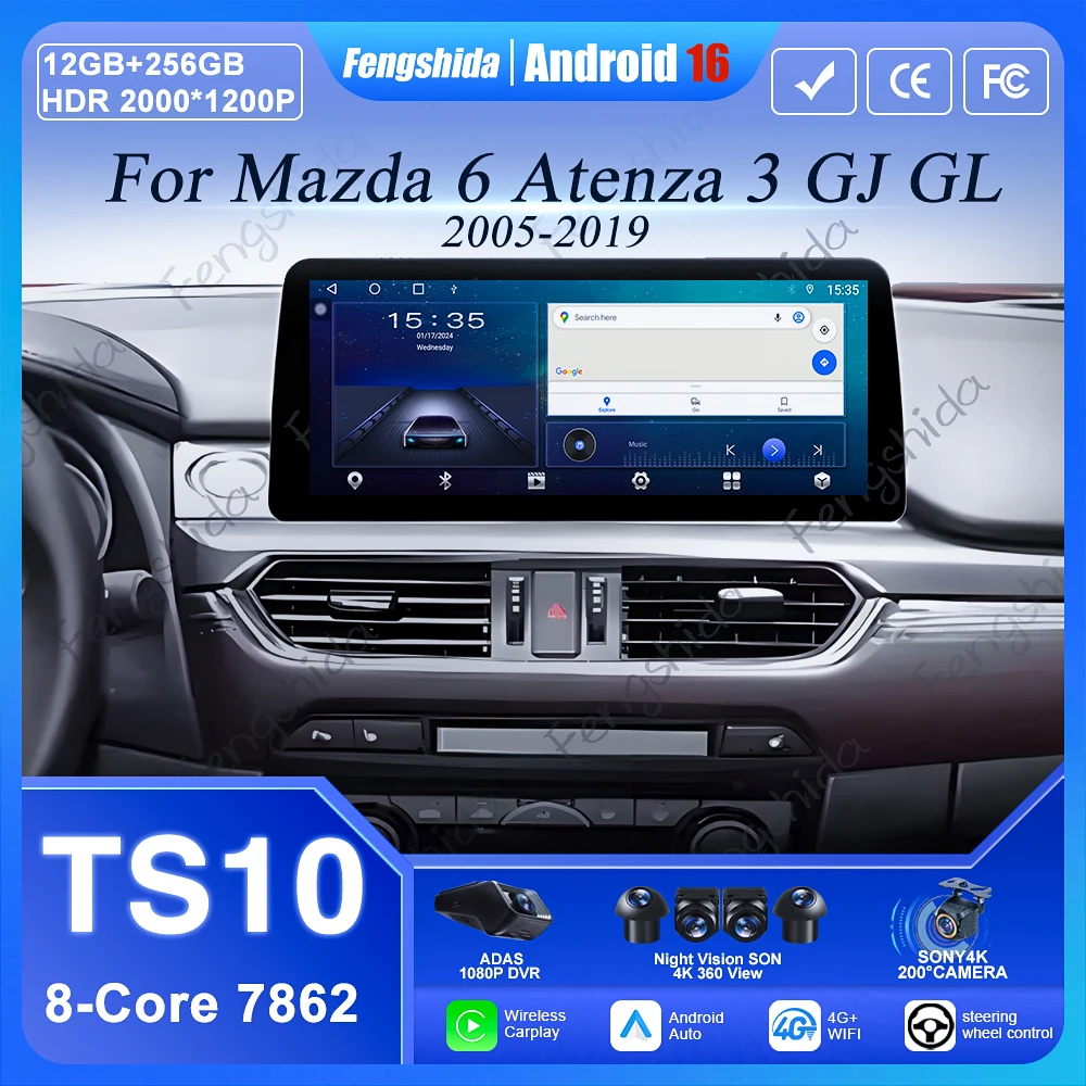 Car Radio Android 16 For Mazda 6 Atenza 2017-2019 Intelligent Carplay Auto head unit Multimedia Stereo GPS 5G Video BT NO 2 DIN
Car Radio Android 16 For Mazda 6 Atenza 2017-2019 Intelligent Carplay Auto head unit Multimedia Stereo GPS 5G Video BT NO 2 DIN