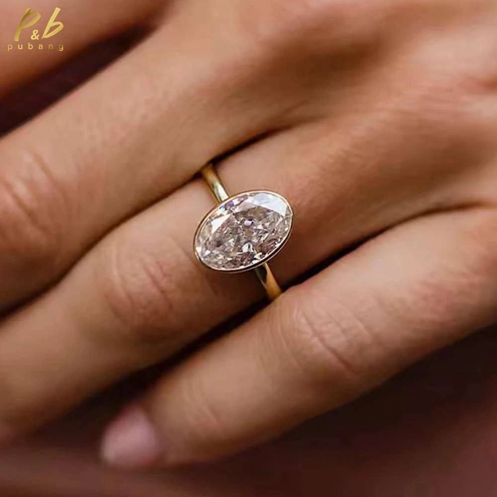 PuBang Sparkling 3EX VVS1 Real Moissanite Bezel Wedding Rings 6 Carat Crushed Ice Hybrid Oval Cut 14k Yellow Gold Solitaire Ring
PuBang Sparkling 3EX VVS1 Real Moissanite Bezel Wedding Rings 6 Carat Crushed Ice Hybrid Oval Cut 14k Yellow Gold Solitaire Ring