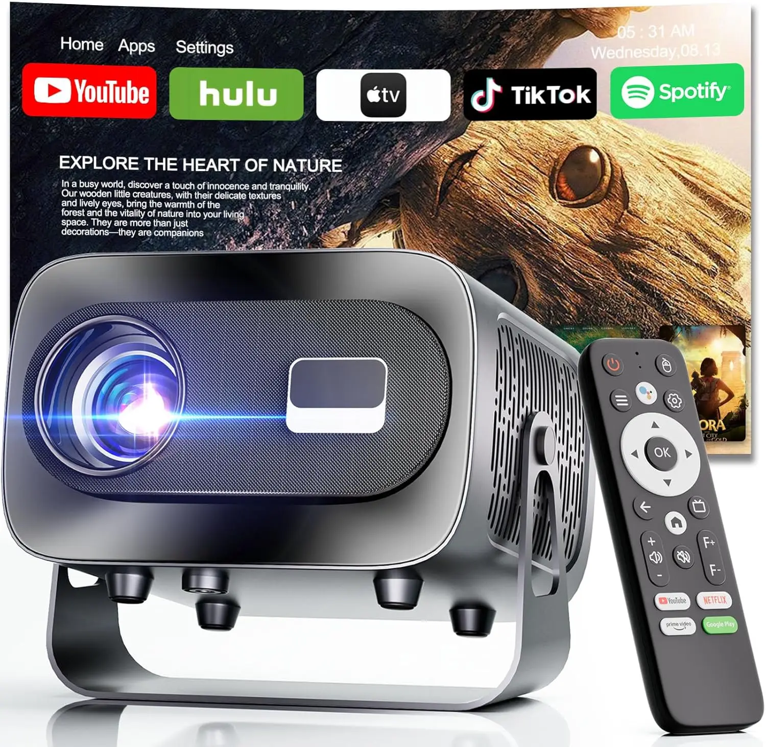 1080P HD Projector with WiFi 6 & Bluetooth 5.1, Electric Focus, Auto Vertical Keystone, 4K Support Smart Projector for Home
1080P HD Projector with WiFi 6 & Bluetooth 5.1, Electric Focus, Auto Vertical Keystone, 4K Support Smart Projector for Home
