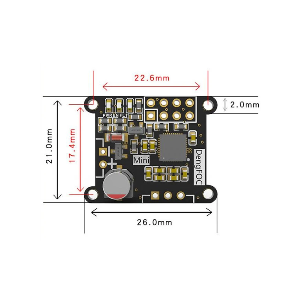 DengFOC-Mini 8-35V BLDC Motor Drive Board FOC 2.5A DRV83131 Chip Motor Drive FOC Controller PWM Output Pin with Indicator Light
DengFOC-Mini 8-35V BLDC Motor Drive Board FOC 2.5A DRV83131 Chip Motor Drive FOC Controller PWM Output Pin with Indicator Light