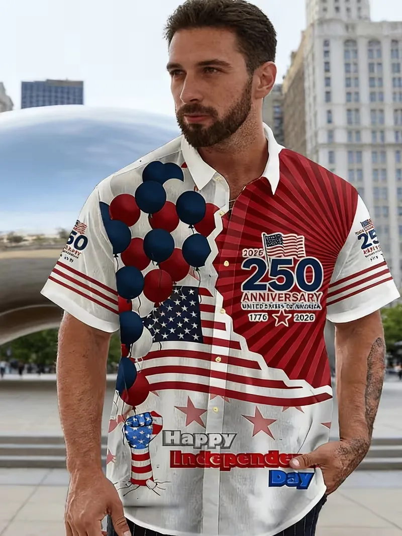 Men's 250th Anniversary US Independence Day Hawaiian Shirt Bald Eagle American Flag Print Short Sleeve Button Down Party Shirt
Men's 250th Anniversary US Independence Day Hawaiian Shirt Bald Eagle American Flag Print Short Sleeve Button Down Party Shirt