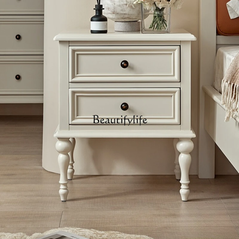 French retro solid wood bedside bedroom storage white retro bedside storage cabinet
French retro solid wood bedside bedroom storage white retro bedside storage cabinet