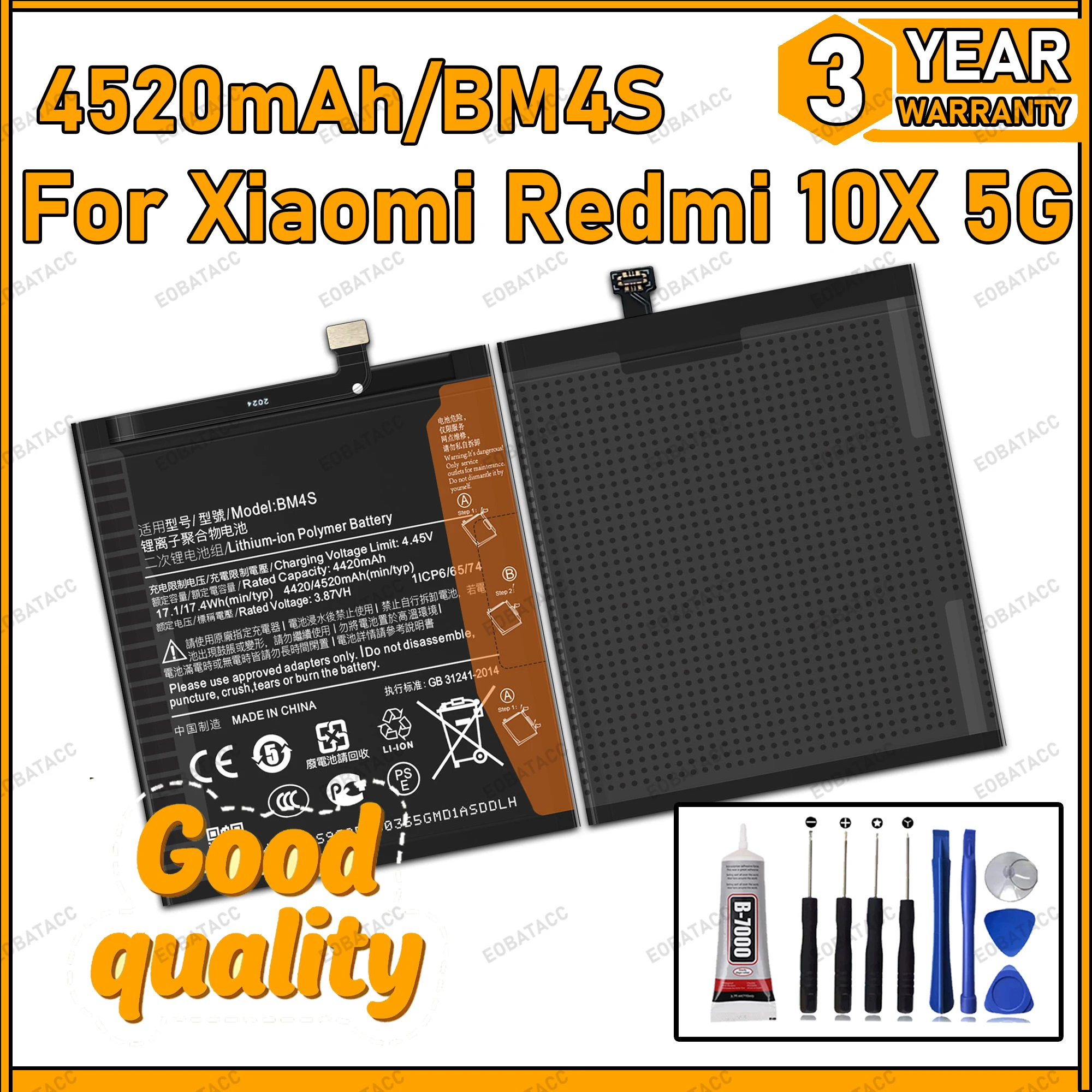 100% New Zero Cycle BM4S Battery For XIAOMI Redmi 10X 5G Bateria +Free Tools
100% New Zero Cycle BM4S Battery For XIAOMI Redmi 10X 5G Bateria +Free Tools