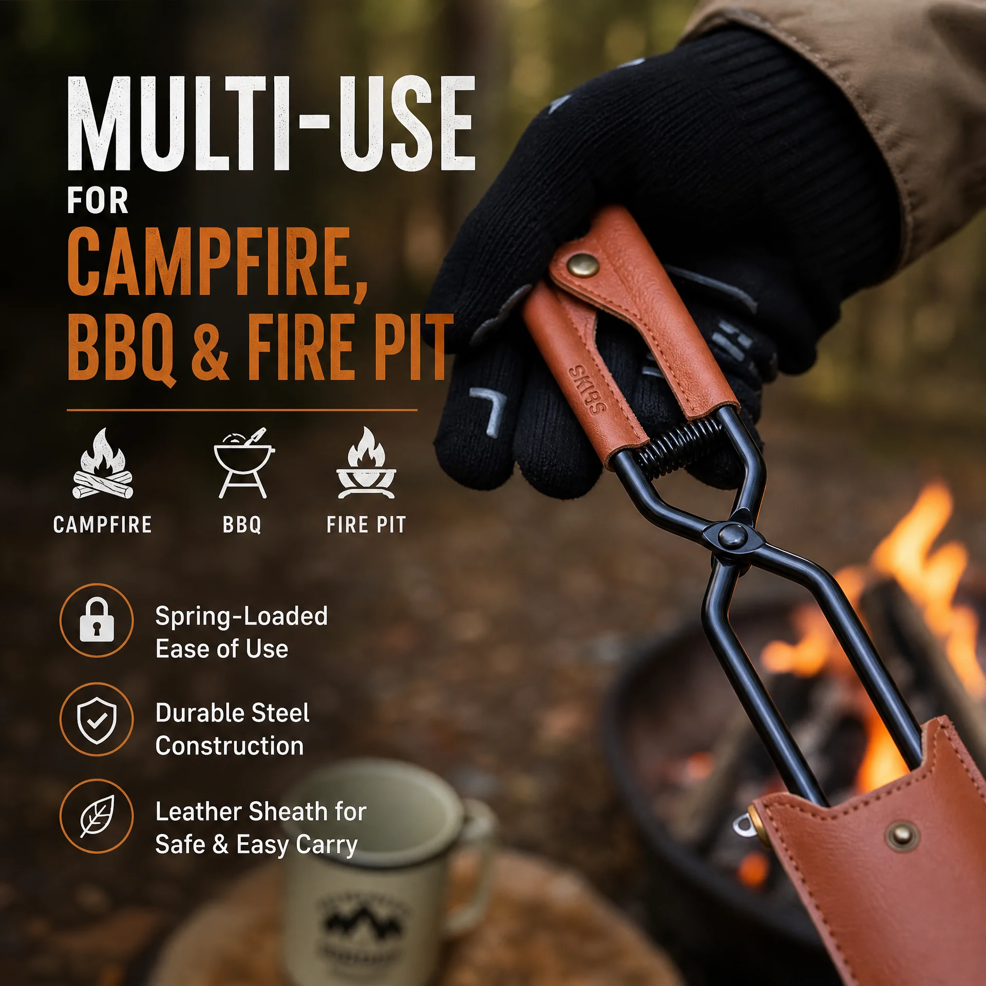 Portable Carbon Steel Fire Tongs, Anti-Scald Camping BBQ Charcoal Clips with Leather Grip Long Handle for Outdoor Campfire
Portable Carbon Steel Fire Tongs, Anti-Scald Camping BBQ Charcoal Clips with Leather Grip Long Handle for Outdoor Campfire