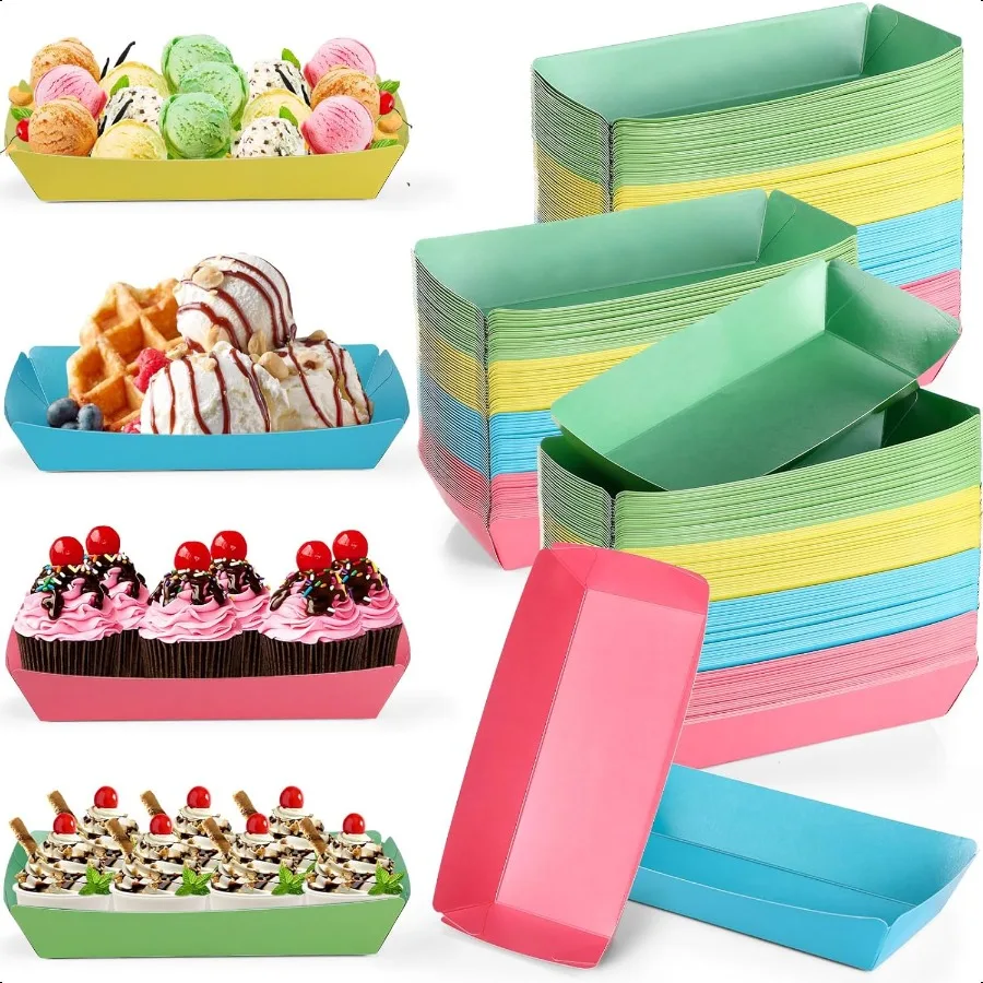 8oz Paper Banana Split Boats Durable Paper Food Boat Trays Disposable Ice Cream Sundae Dishware Bowl Colorful Boats Plate for P
8oz Paper Banana Split Boats Durable Paper Food Boat Trays Disposable Ice Cream Sundae Dishware Bowl Colorful Boats Plate for P