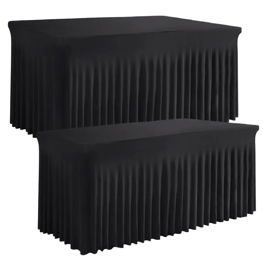 Black Spandex Tablecloth 2 Pack, Elastic Fitted Table Skirt for 6ft Rectangle Tables 72x30 Inch, WrinkleFree Washable Table Cove
Black Spandex Tablecloth 2 Pack, Elastic Fitted Table Skirt for 6ft Rectangle Tables 72x30 Inch, WrinkleFree Washable Table Cove