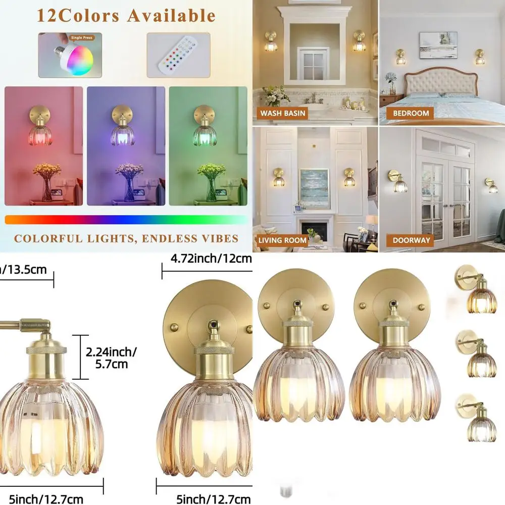 Перезаряжаемые винтажные золотые настенные бра с янтарным тюльпаном, светодиодные настенные светильники с дистанционным управлением и регулируемой яркостью для домашнего декора
Перезаряжаемые винтажные золотые настенные бра с янтарным тюльпаном, светодиодные настенные светильники с дистанционным управлением и регулируемой яркостью для домашнего декора