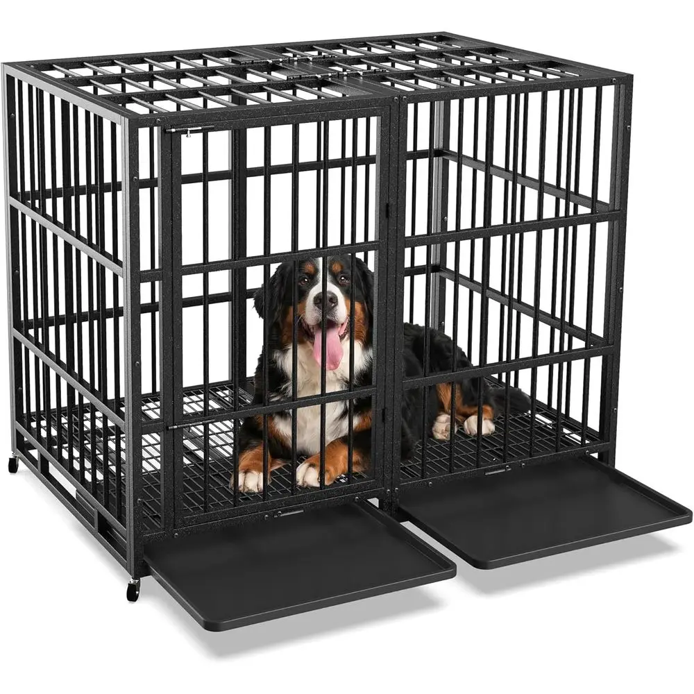 54 Inch Heavy Duty Dog Crate Indestructible XL Steel Ese Proo, Indoor High Anxiety Cage Kennel with Wheels, Removable Tray, Extr
54 Inch Heavy Duty Dog Crate Indestructible XL Steel Ese Proo, Indoor High Anxiety Cage Kennel with Wheels, Removable Tray, Extr