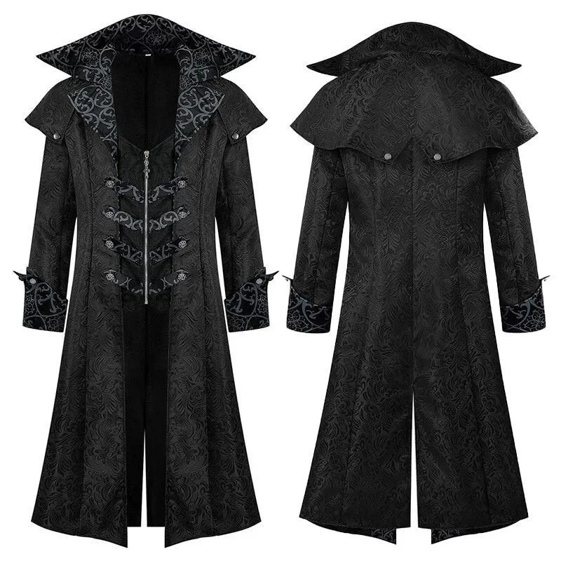 Men's Halloween Medieval Punk Style Cosplay Robe Dark Wizard Coat Long Outerwear for Stage Performance Ethnic Wear
Men's Halloween Medieval Punk Style Cosplay Robe Dark Wizard Coat Long Outerwear for Stage Performance Ethnic Wear