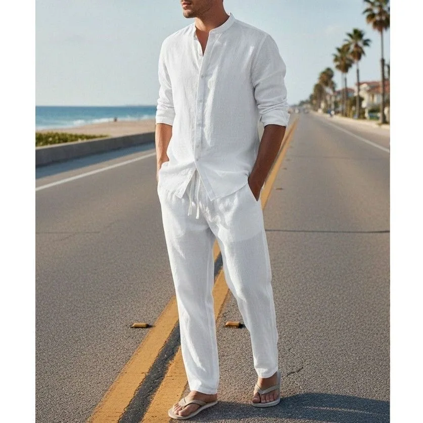 Casual American Style Linen Men's Collar Long Sleeve Shirt Set Full Size Loose Fit Breathable Summer Thin Cotton Linen Blend
Casual American Style Linen Men's Collar Long Sleeve Shirt Set Full Size Loose Fit Breathable Summer Thin Cotton Linen Blend
