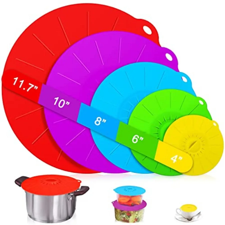Silicone lids - 5 Pack Heat Resistant Microwave Splatter Cover, Reusable silicone Suction lids for food storage Fits Bowls, Cup
Silicone lids - 5 Pack Heat Resistant Microwave Splatter Cover, Reusable silicone Suction lids for food storage Fits Bowls, Cup