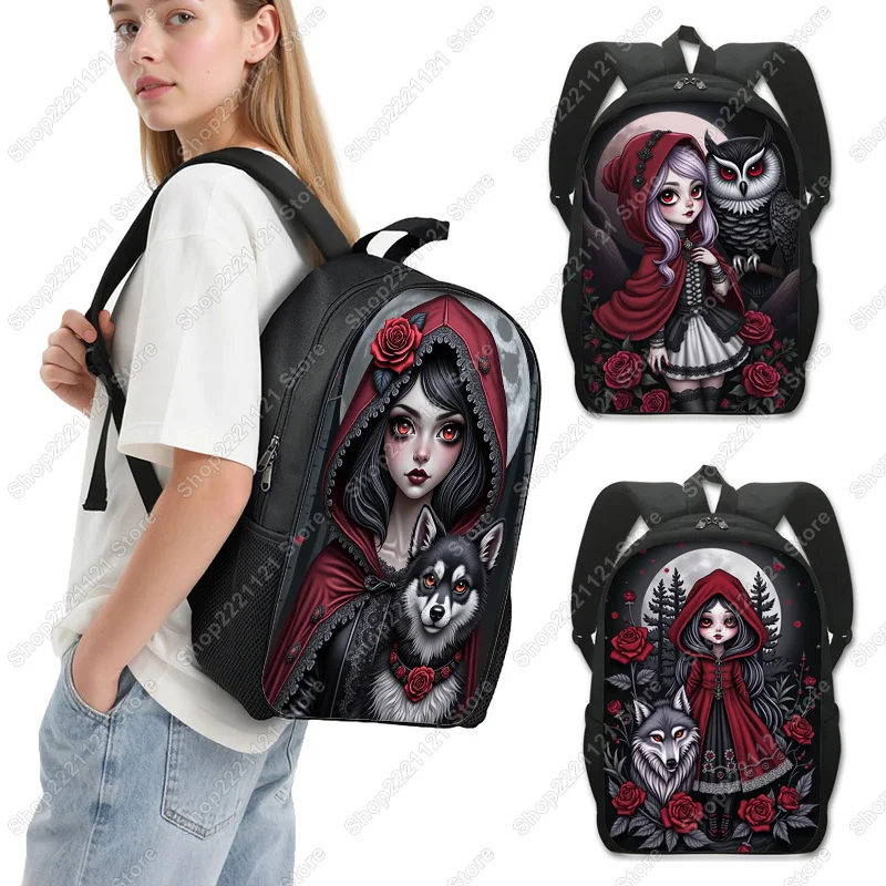 The Girl and Wolf in Fairy Tales Graphic Backpack Women Shoulder Bag for Travel Student School Bags for Teenager Daypack Bookbag
The Girl and Wolf in Fairy Tales Graphic Backpack Women Shoulder Bag for Travel Student School Bags for Teenager Daypack Bookbag