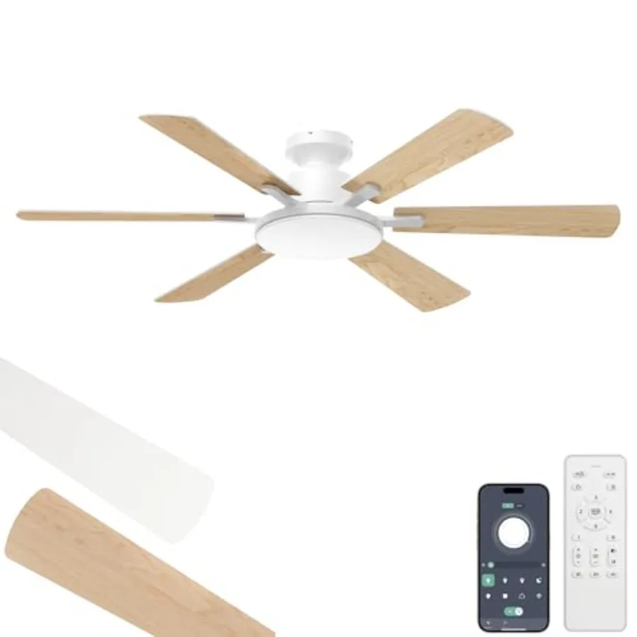 Living Room Ceiling Fan with Lights, White ABS Blades, Ultra Quiet Reversible DC Motor, 6-Speed Remote APP Control, 3CCT Dimmab
Living Room Ceiling Fan with Lights, White ABS Blades, Ultra Quiet Reversible DC Motor, 6-Speed Remote APP Control, 3CCT Dimmab