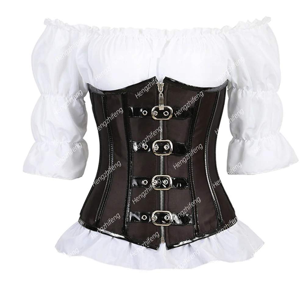 Corset Underbust with Pirate Blouse Outfits Women's Gothic Bustier Leather Corsage Costume Halloween Waist Trainer Shapewear
Corset Underbust with Pirate Blouse Outfits Women's Gothic Bustier Leather Corsage Costume Halloween Waist Trainer Shapewear