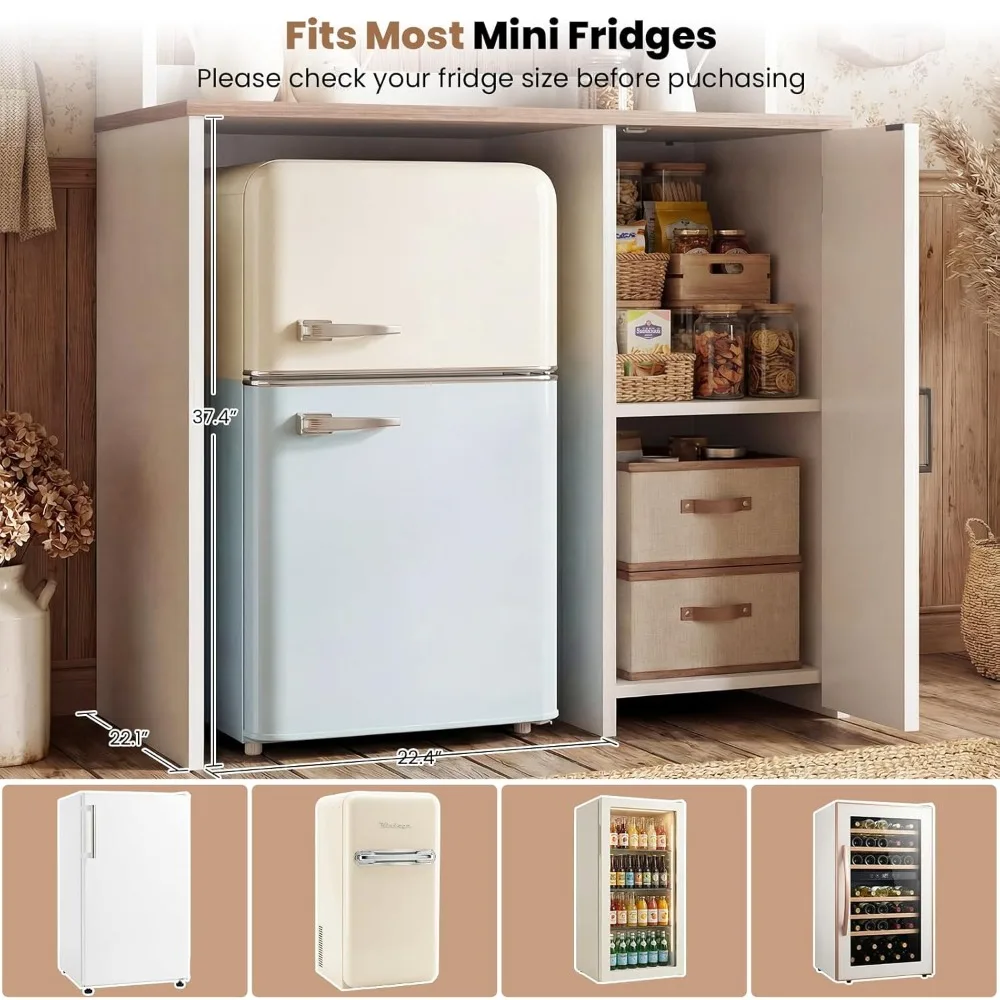 Mini Fridge Cabinet with Storage, Coffee Bar Cabinet with Outlet & Led Light, Liquor Wine Bar Stand, Customized
Mini Fridge Cabinet with Storage, Coffee Bar Cabinet with Outlet & Led Light, Liquor Wine Bar Stand, Customized