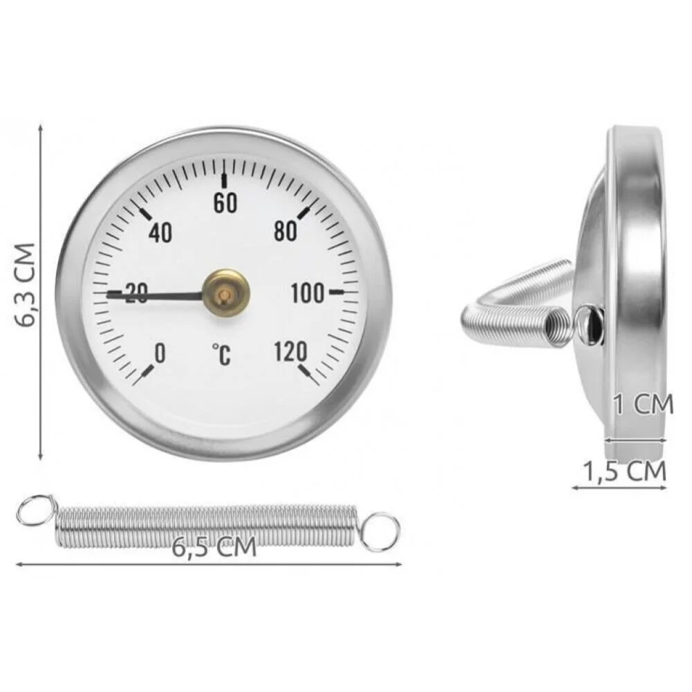 2pcs Pipe Thermometer Stainless Steel 0-120°C For Heating Pipes And Air Conditioning Units With Easy Installation
2pcs Pipe Thermometer Stainless Steel 0-120°C For Heating Pipes And Air Conditioning Units With Easy Installation