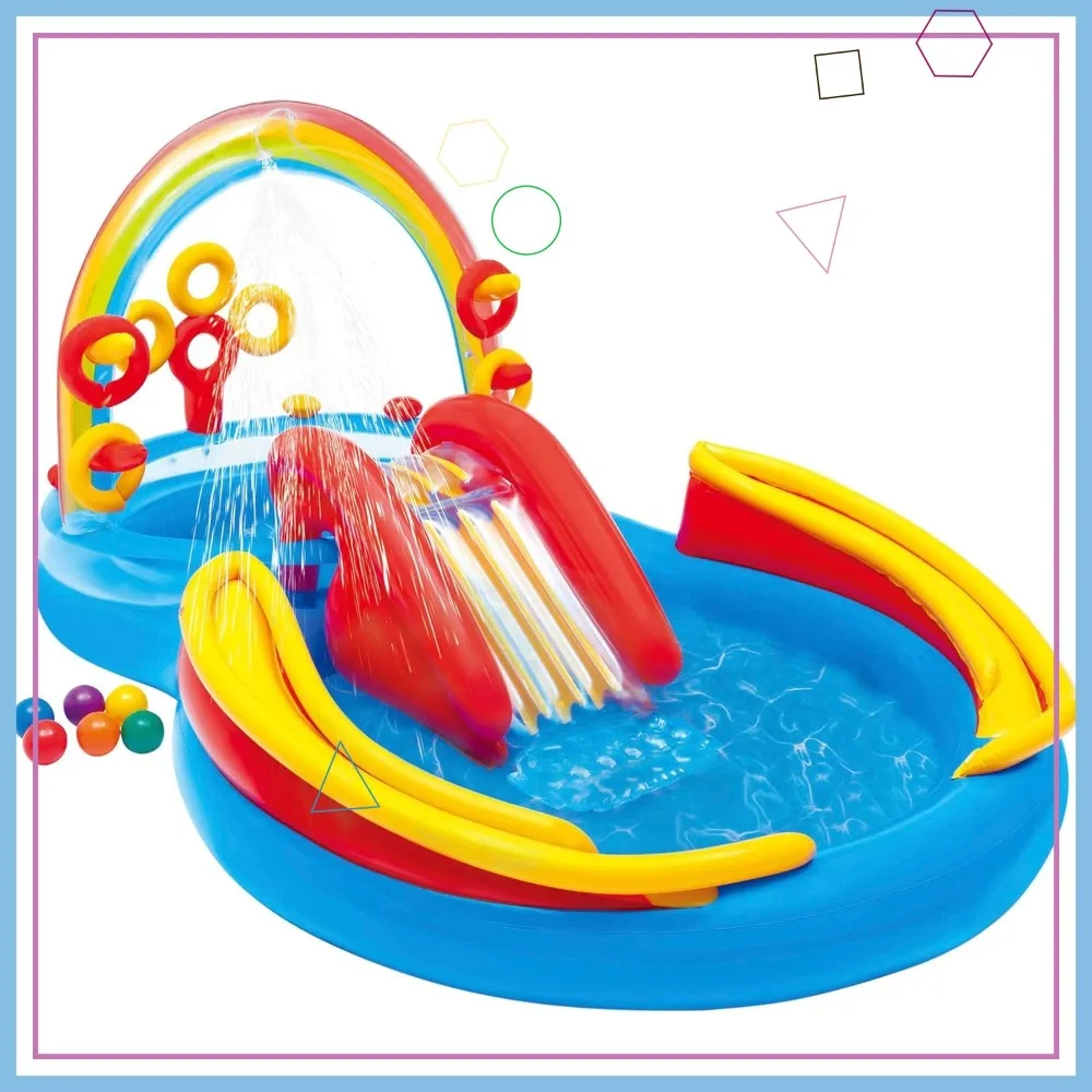 9.75ft Rainbow Slide Inflatable Pool with Water Slide & Ring Toss for Kids Ages 2+
9.75ft Rainbow Slide Inflatable Pool with Water Slide & Ring Toss for Kids Ages 2+