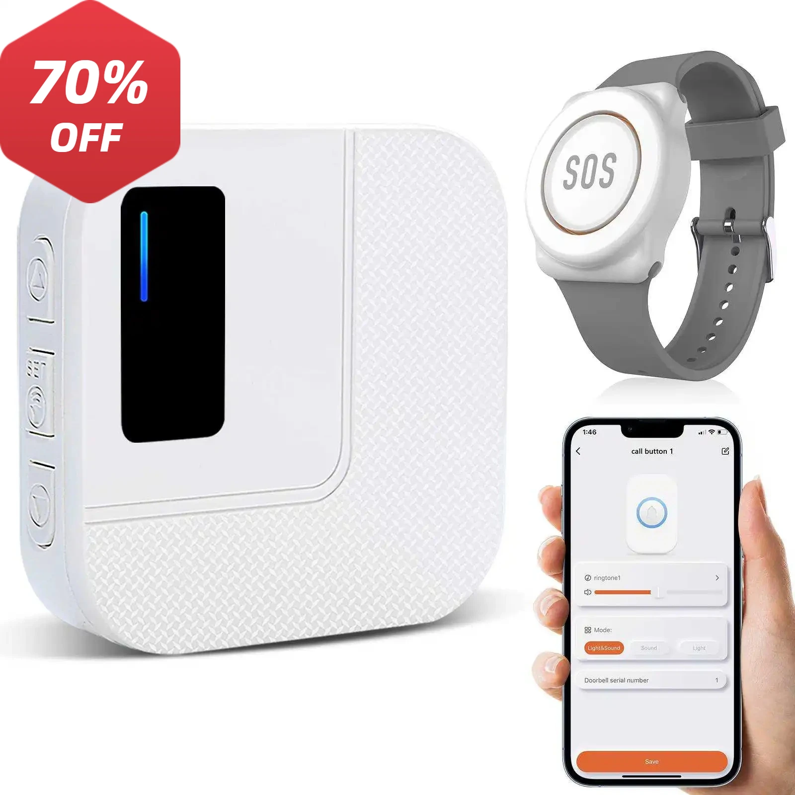 Smart SOS Panic Alarm Wristband with Wi-Fi Adjustable Volume Durable ABS for Elderly Care
Smart SOS Panic Alarm Wristband with Wi-Fi Adjustable Volume Durable ABS for Elderly Care