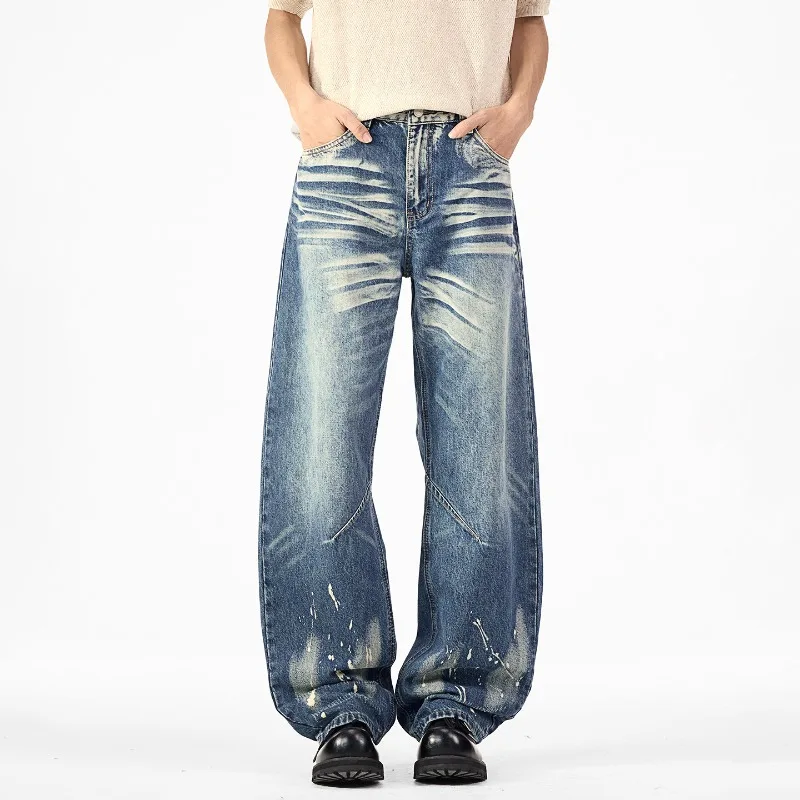Vintage Men's Whisker Splatter Jeans Washed Distressed Wide Leg Baggy Fit Streetwear Casual Premium Denim Pants
Vintage Men's Whisker Splatter Jeans Washed Distressed Wide Leg Baggy Fit Streetwear Casual Premium Denim Pants