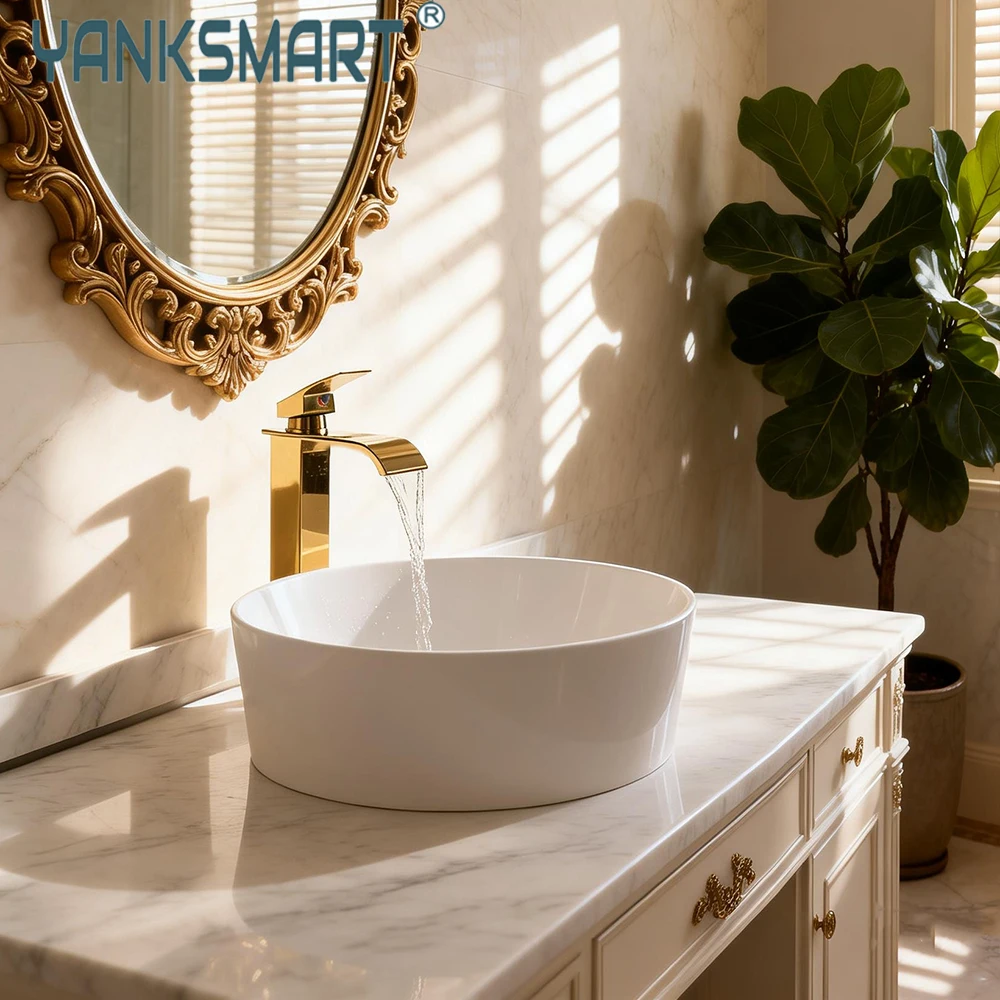 YANKSMART Artificial Stone Bathroom Basin Sink Multiple Style Counter Top Vessel Vanity w/ Sinks Waterfall Faucet and Drain Set
YANKSMART Artificial Stone Bathroom Basin Sink Multiple Style Counter Top Vessel Vanity w/ Sinks Waterfall Faucet and Drain Set
