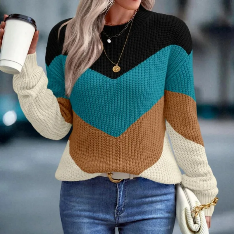 Spring and Autumn Contrast Sweater 2023 new striped loose casual women's sweater
Spring and Autumn Contrast Sweater 2023 new striped loose casual women's sweater