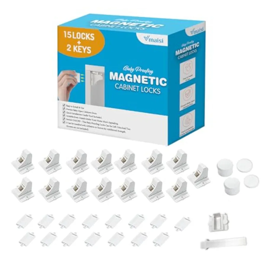 Vmaisi Baby Proofing Magnetic Cabinet Locks 15 Locks and 2 Keys
Vmaisi Baby Proofing Magnetic Cabinet Locks 15 Locks and 2 Keys