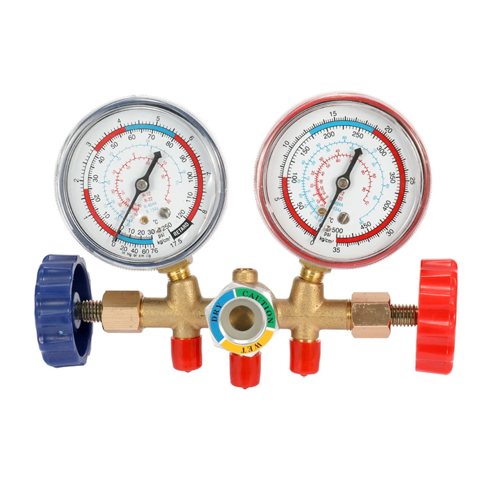 Refrigeration Manifold Gauge AC Diagnostic Manifold Gauge Set 3 Way A/C Refrigeration Charging Service for R404A R134A R12 R22
Refrigeration Manifold Gauge AC Diagnostic Manifold Gauge Set 3 Way A/C Refrigeration Charging Service for R404A R134A R12 R22