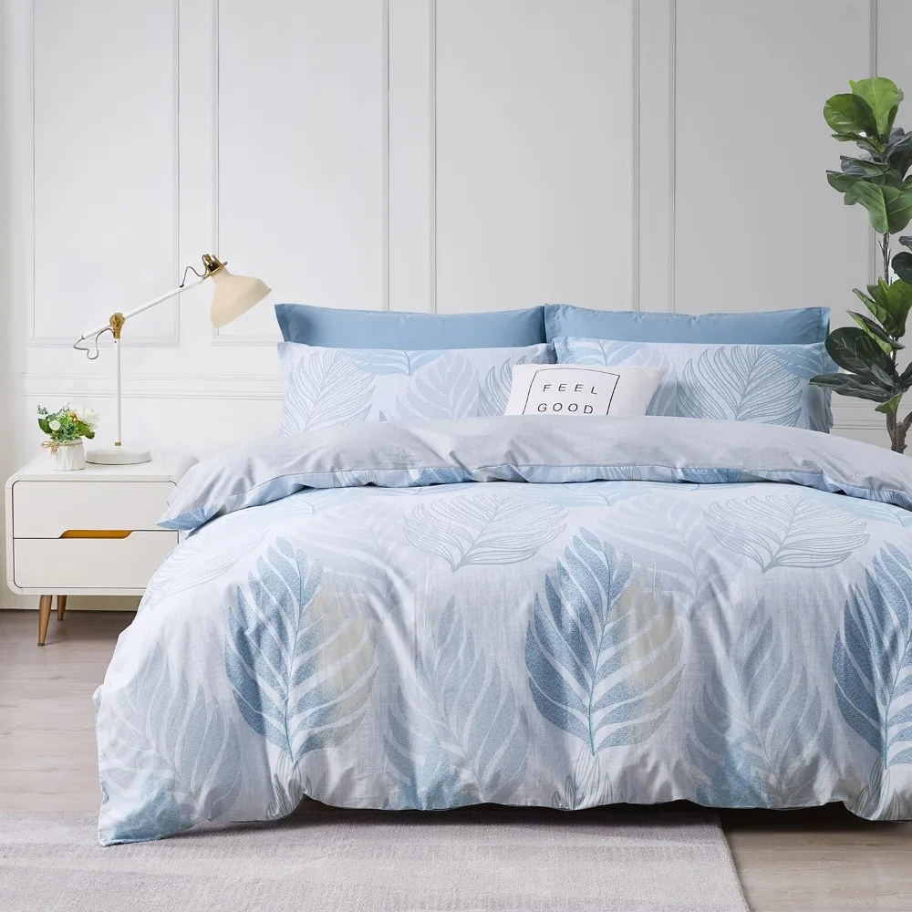 King Size Ocean Blue Duvet Cover Set with Monstera Leaf Tropical Leaves Pattern, 3-Piece Cotton Bedding Comforter Cover
King Size Ocean Blue Duvet Cover Set with Monstera Leaf Tropical Leaves Pattern, 3-Piece Cotton Bedding Comforter Cover