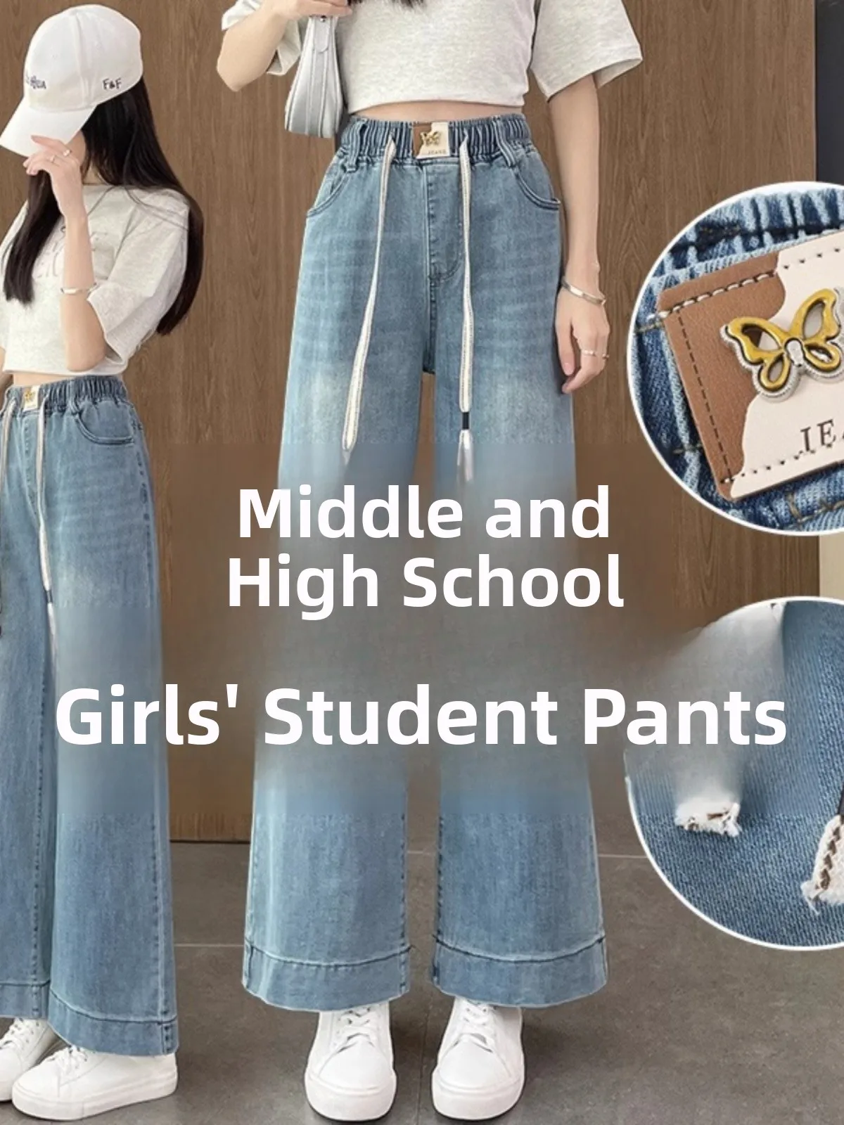High Waist Wide Leg Jeans Girls Loose Fit Straight Cut Denim Pants Spring Fashion New Style Elastic Middle School High School
High Waist Wide Leg Jeans Girls Loose Fit Straight Cut Denim Pants Spring Fashion New Style Elastic Middle School High School