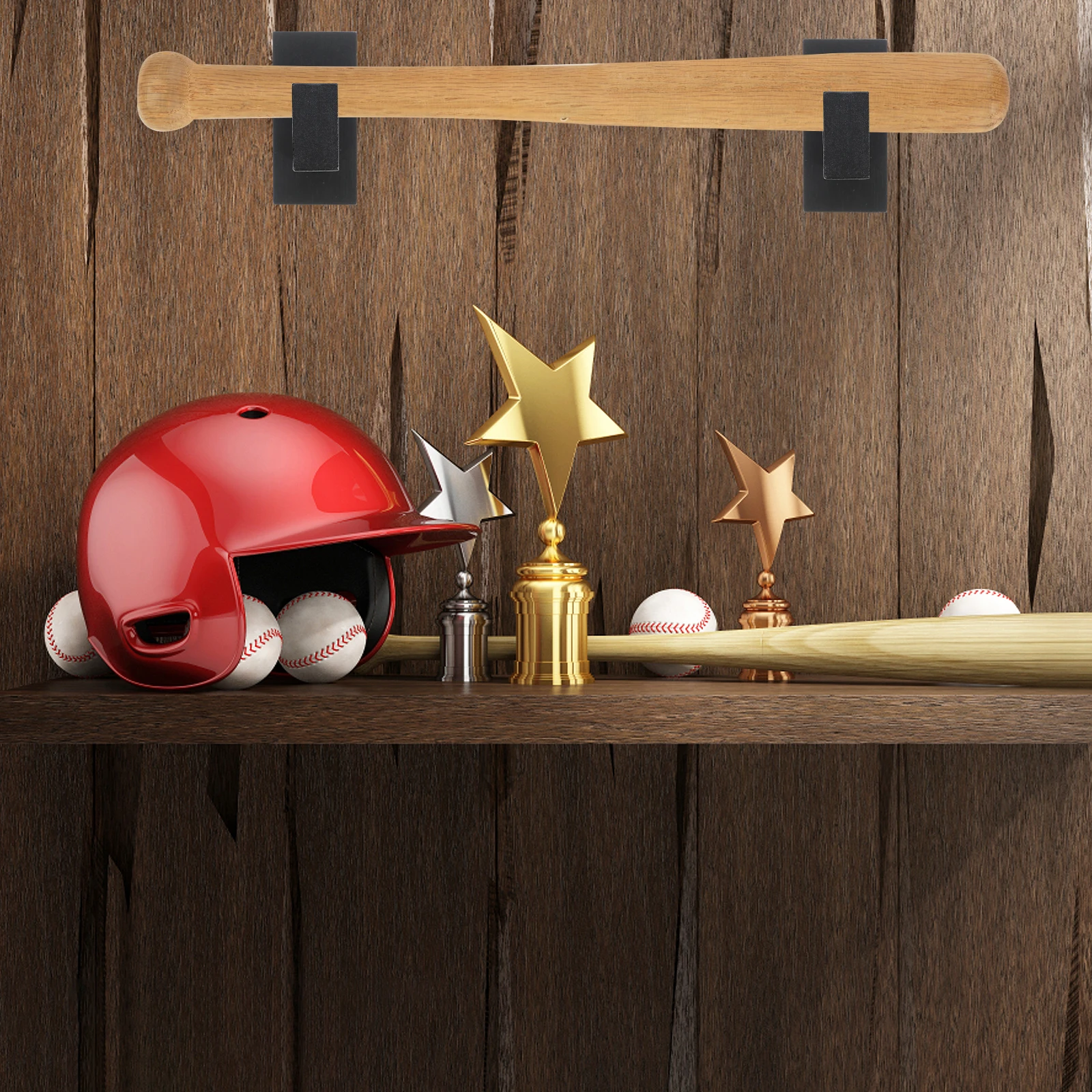 Wooden Baseball Bat Holder Wall Mount Rack Black 1 Pair Sturdy Horizontal Display Space Saver Decorative Organizer
Wooden Baseball Bat Holder Wall Mount Rack Black 1 Pair Sturdy Horizontal Display Space Saver Decorative Organizer
