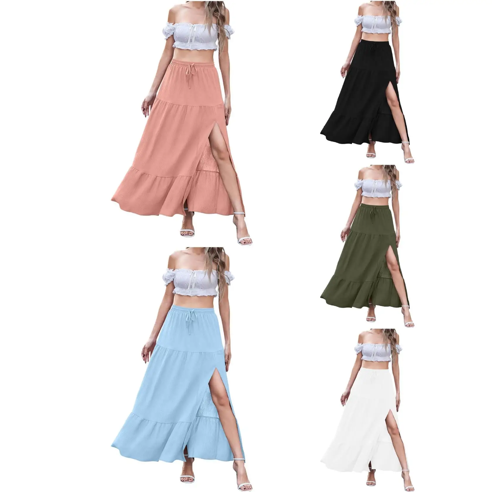 Bohemian Pure Color Side Slit Skirt Women's Fashion Summer New Arrival Cross-Border mid Waist H-Shape PVC Fabric
Bohemian Pure Color Side Slit Skirt Women's Fashion Summer New Arrival Cross-Border mid Waist H-Shape PVC Fabric