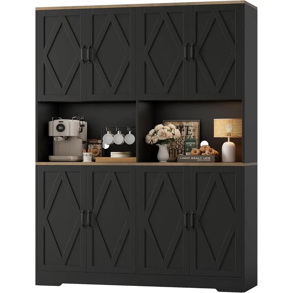 71" Tall Pantry Cabinet, 55" Wide Kitchen Pantry Storage Cabinet, Large Kitchen Hutch with 2 Microwave Stands, armhouse Coee Bar
71" Tall Pantry Cabinet, 55" Wide Kitchen Pantry Storage Cabinet, Large Kitchen Hutch with 2 Microwave Stands, armhouse Coee Bar