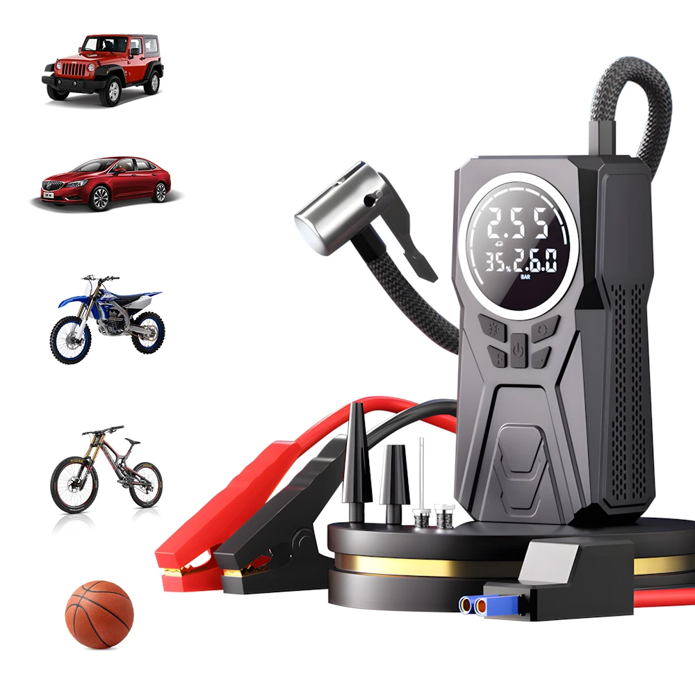 Multi functional LED light, 3000A car battery starter, portable air compressor 150PSI tire inflator, battery booster car jump st
Multi functional LED light, 3000A car battery starter, portable air compressor 150PSI tire inflator, battery booster car jump st