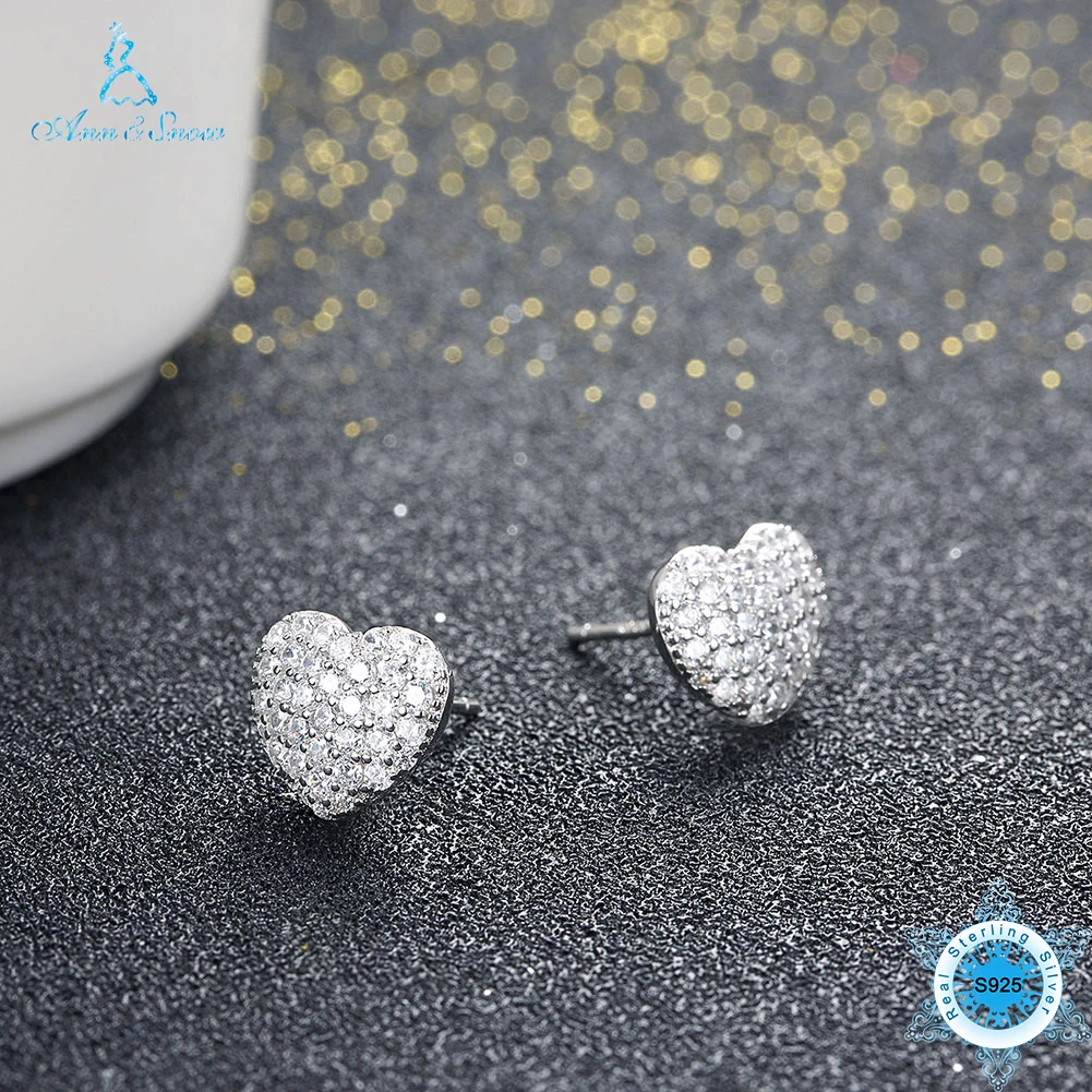 New Chic Cute 925 Sterling Silver Love Heart Stud With Clear Crystal CZ Female Brincos For Woman Silver 925 earrings romantic
New Chic Cute 925 Sterling Silver Love Heart Stud With Clear Crystal CZ Female Brincos For Woman Silver 925 earrings romantic