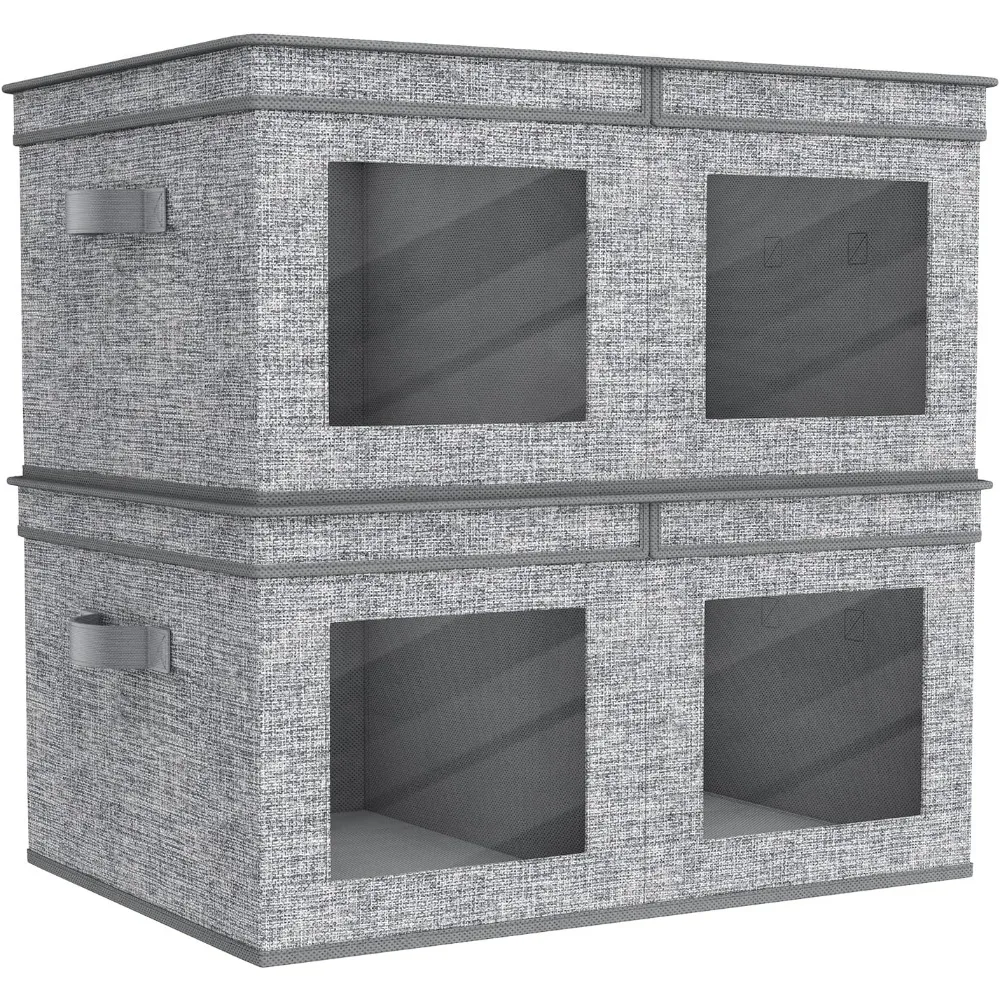 Большие складные тканевые контейнеры для хранения с крышками, складной органайзер для шкафа для дома и спальни, серые, 24x17x12 дюймов
Большие складные тканевые контейнеры для хранения с крышками, складной органайзер для шкафа для дома и спальни, серые, 24x17x12 дюймов