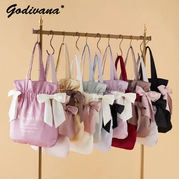 Japanese 11th Anniversary Satin Cute Fixed Double Bow Handheld Shoulder Bag Girl Women's Sweet Tote Handbags
Japanese 11th Anniversary Satin Cute Fixed Double Bow Handheld Shoulder Bag Girl Women's Sweet Tote Handbags