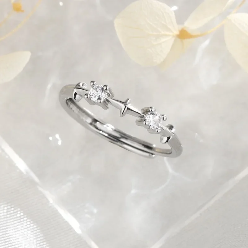 925 Sterling Silver Chic Geometric Star Zircon Adjustable Opening Ring for Women Fine Jewelry Minimalist Accessories
925 Sterling Silver Chic Geometric Star Zircon Adjustable Opening Ring for Women Fine Jewelry Minimalist Accessories