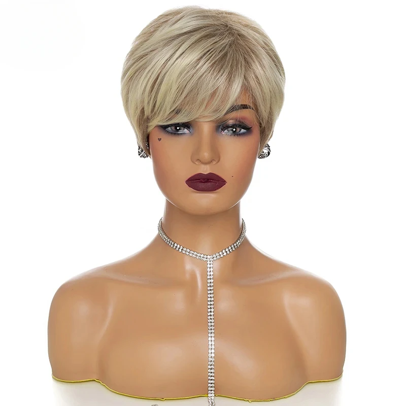 Short Blonde Natural Wavy Synthetic Wigs With Bangs For Women Mixed Brown Blonde High Temperature Fiber Fluffy Hair Daily Wigs
Short Blonde Natural Wavy Synthetic Wigs With Bangs For Women Mixed Brown Blonde High Temperature Fiber Fluffy Hair Daily Wigs