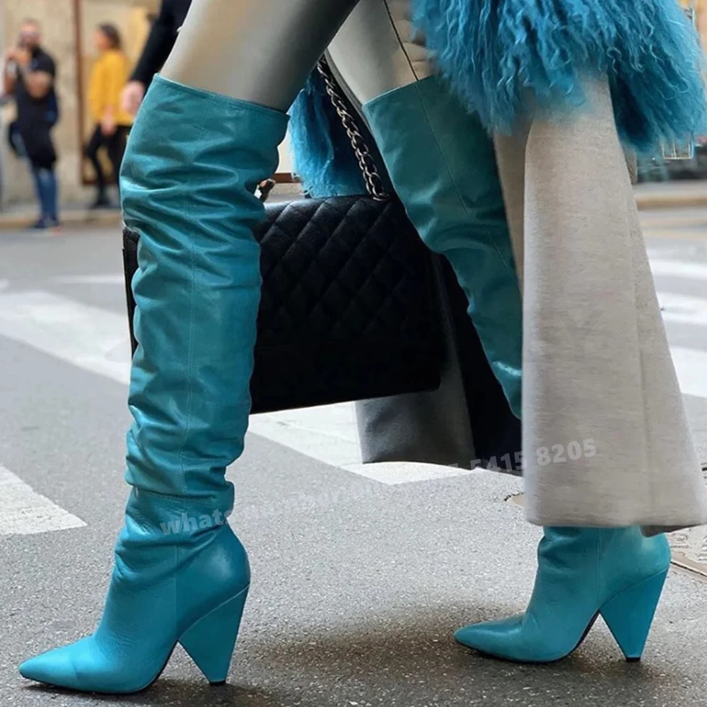 Blue Spike Heels Pleated Long Boots Pointy Toe Slip On Women's Knee High Boots Glossy Black Winter Runway Casual Shoes Luxury
Blue Spike Heels Pleated Long Boots Pointy Toe Slip On Women's Knee High Boots Glossy Black Winter Runway Casual Shoes Luxury