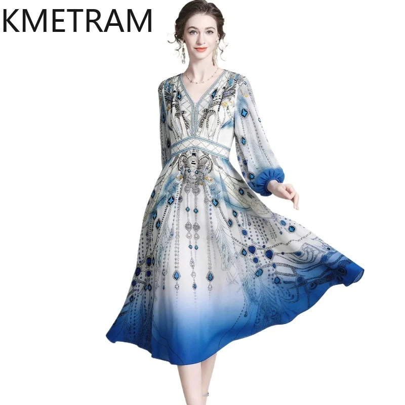 KMETRAM 100% Mulberry Silk Summer Dress Women High Quality Printed V-neck Long Dresses Party Frocks Woman Clothing 2026 Vestidos
KMETRAM 100% Mulberry Silk Summer Dress Women High Quality Printed V-neck Long Dresses Party Frocks Woman Clothing 2026 Vestidos