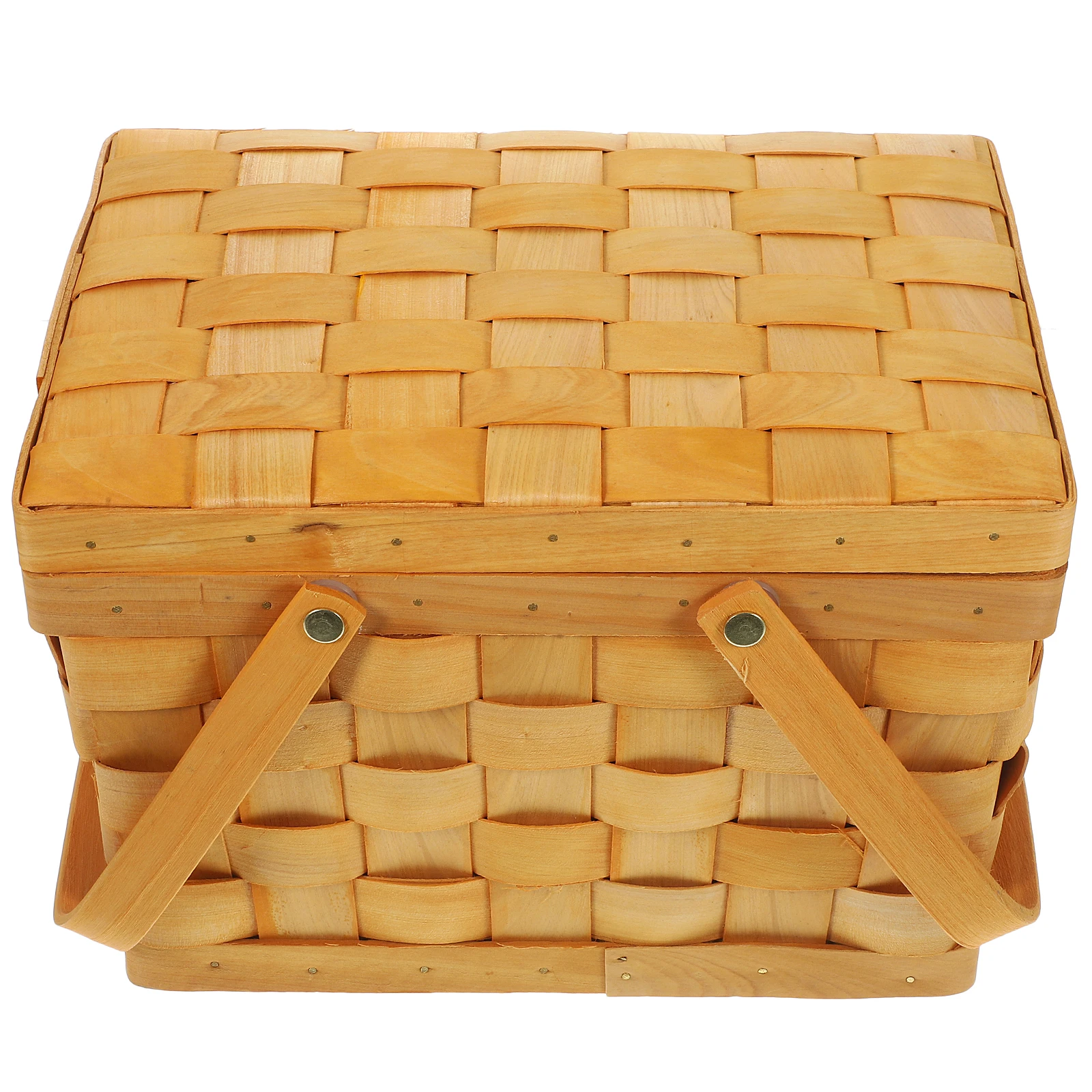 Wood Chip Picnic Double Handles Lidded Outdoor Storage Basket Lightweight Woven Food Container For Party Snack Vegetable
Wood Chip Picnic Double Handles Lidded Outdoor Storage Basket Lightweight Woven Food Container For Party Snack Vegetable