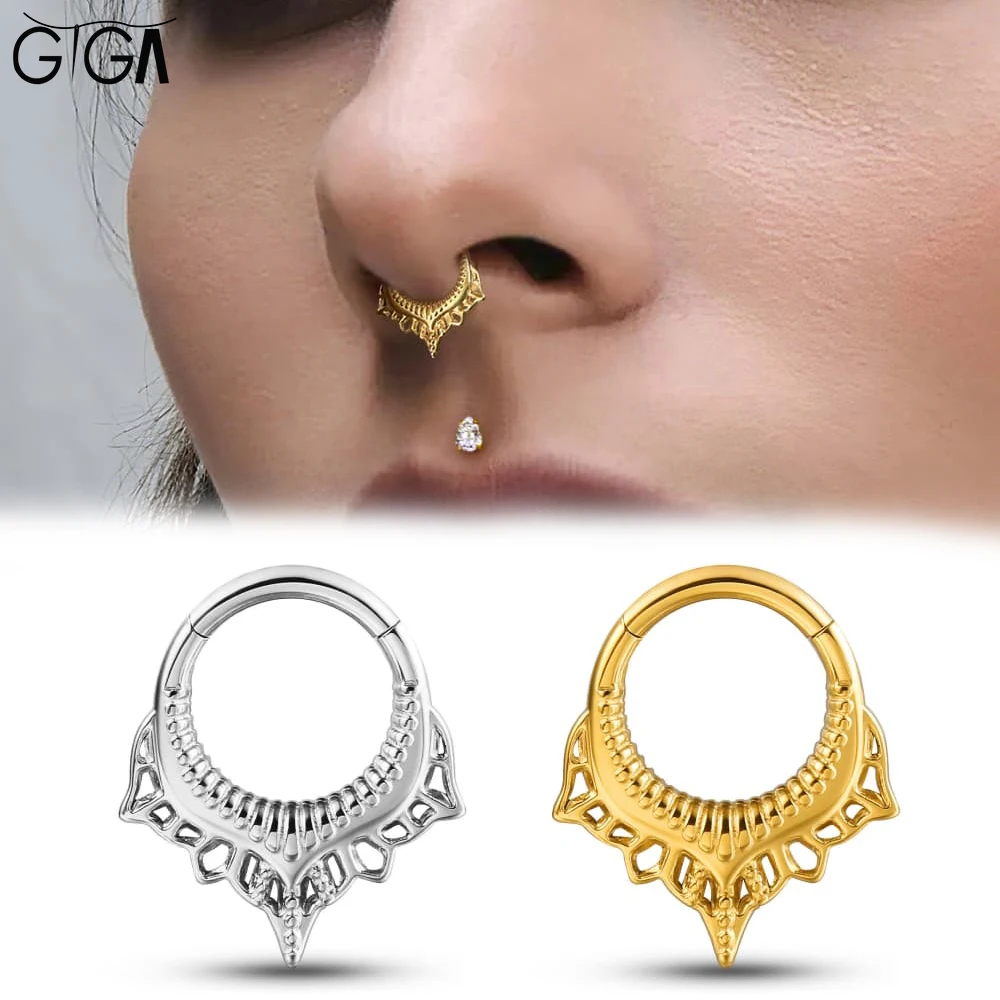Giga 1PCS Vintage Stainless Steel Nose Rings Hinged Septum Earrings Cartilage Tragus Helix Hoops Body Piercing Jewelry
Giga 1PCS Vintage Stainless Steel Nose Rings Hinged Septum Earrings Cartilage Tragus Helix Hoops Body Piercing Jewelry