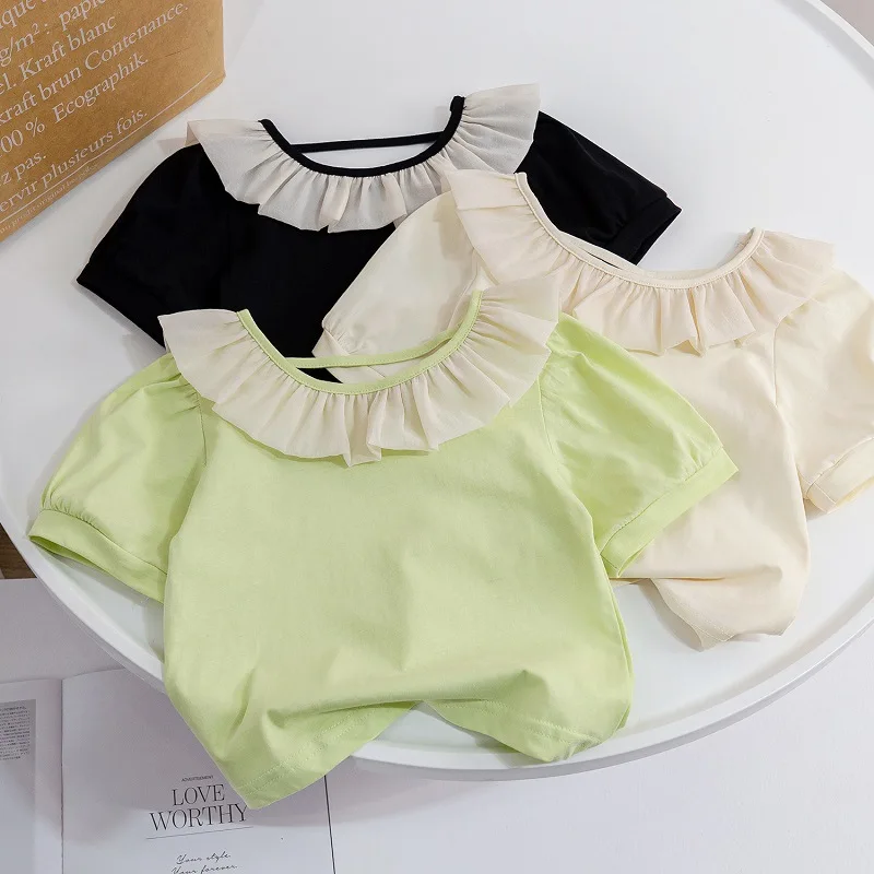 Girls' Short-Sleeved T-shirt 2023 Summer Children's round Neck Bottoming Shirt Lace Ruffled Collar Top Baby Western Style T
Girls' Short-Sleeved T-shirt 2023 Summer Children's round Neck Bottoming Shirt Lace Ruffled Collar Top Baby Western Style T