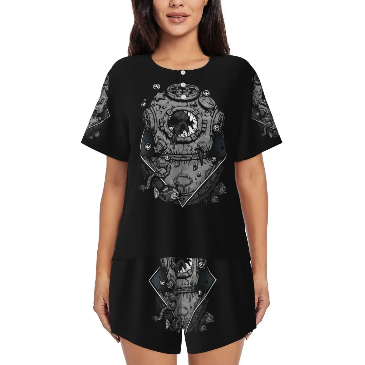 Custom Scuba Diving Skull Pajama Sets Women 2 Piece Occult Forgetfulness Short Sleeve Pjs Shorts Sleepwear
Custom Scuba Diving Skull Pajama Sets Women 2 Piece Occult Forgetfulness Short Sleeve Pjs Shorts Sleepwear