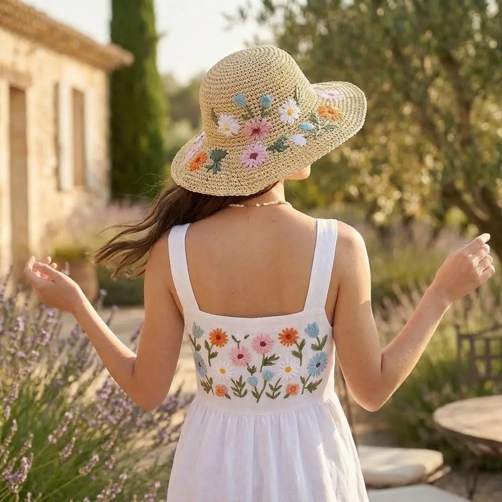 Fashion Colorful Flower Straw Hat Boho Wide Brim Women's Sun Hats Hollow Out Breathable Fisherman Hat Girls
Fashion Colorful Flower Straw Hat Boho Wide Brim Women's Sun Hats Hollow Out Breathable Fisherman Hat Girls